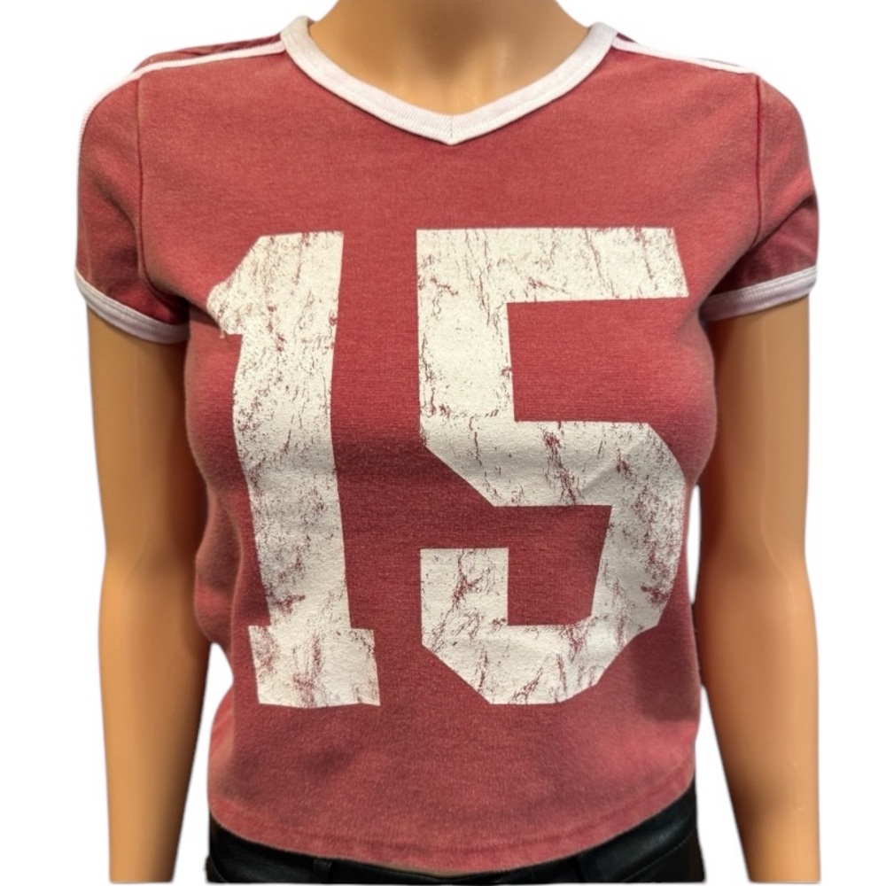 SOCIAL CULTURE Short Sleeve Red Crop Top NWOT Large